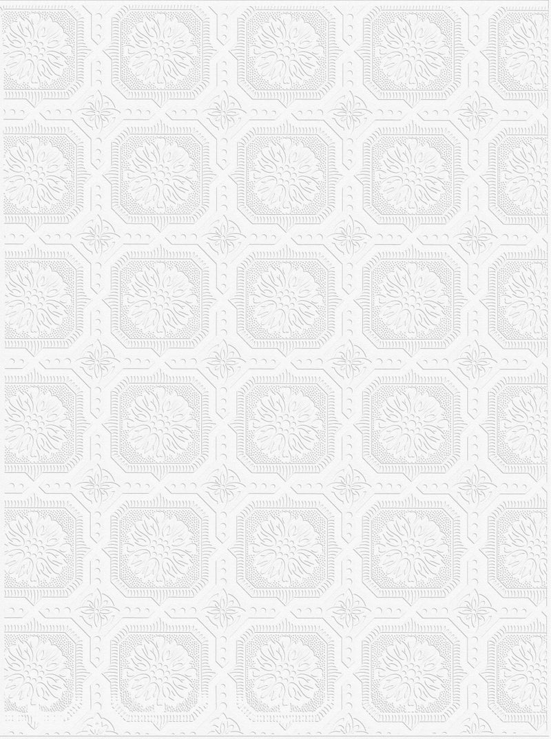 12011 Small Square Paintable Wallpaper Roll, White